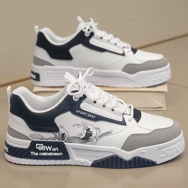 Skateboarding Shoes Men Flat Comfortable Leather Casual Vulcanized Shoes 2024 Trendy Classic Breathable Cheap Sneakers Man