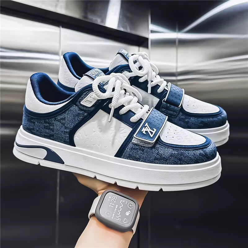 Fashion Blue Men'S Sneakers 2025 Streetwear Hip Hop Shoes Spring Casual Skateboard Shoes Man Designer Luxury Sneakers