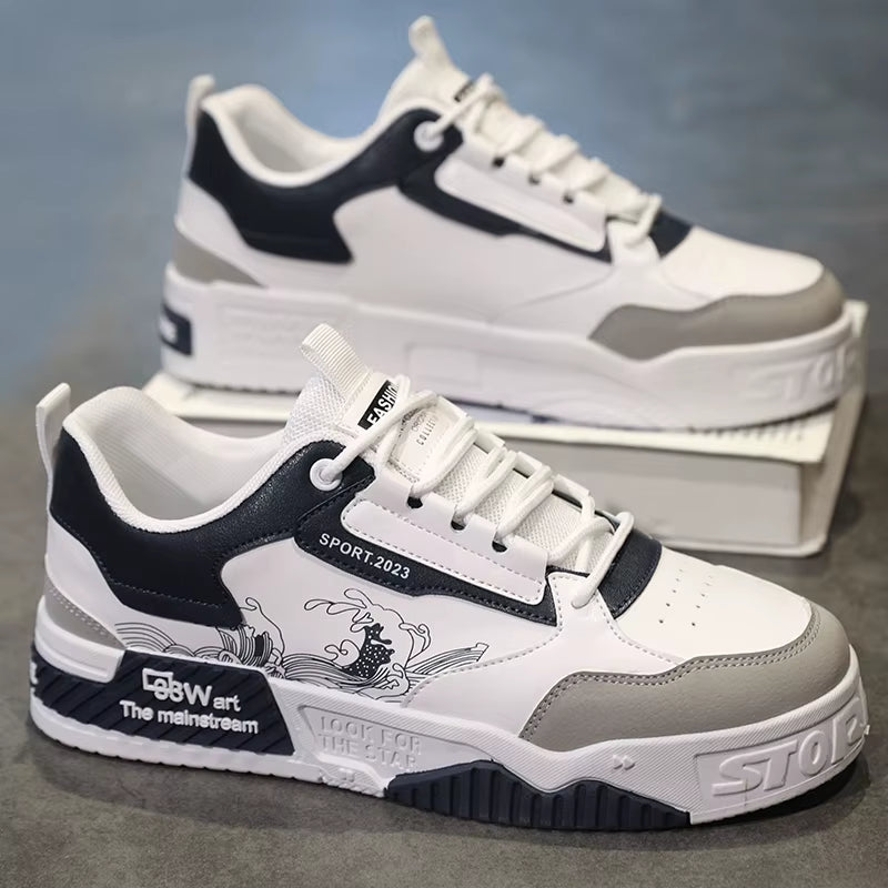 Skateboarding Shoes Men Flat Comfortable Leather Casual Vulcanized Shoes 2024 Trendy Classic Breathable Cheap Sneakers Man