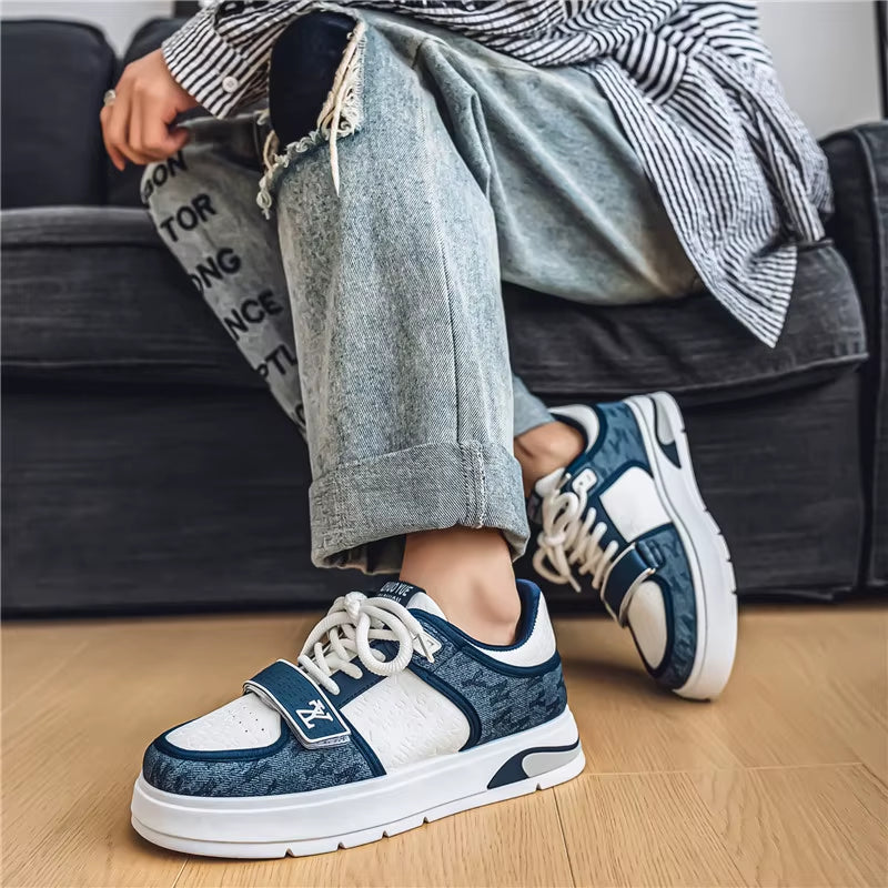 Fashion Blue Men'S Sneakers 2025 Streetwear Hip Hop Shoes Spring Casual Skateboard Shoes Man Designer Luxury Sneakers