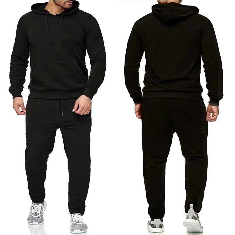 Men /Women Hoodies Pants 2Pcs/Sets Sweatshirt Sweatpants Male Gyms Fitness Tops Trousers Joggers Sportswear Tracksuits