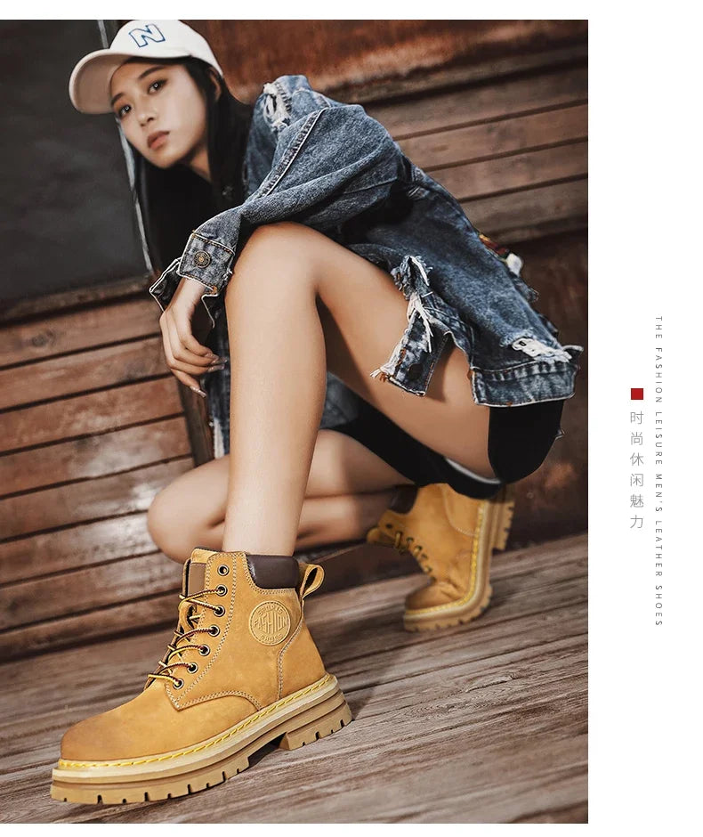Boots High Top Boots Women Leather Shoes