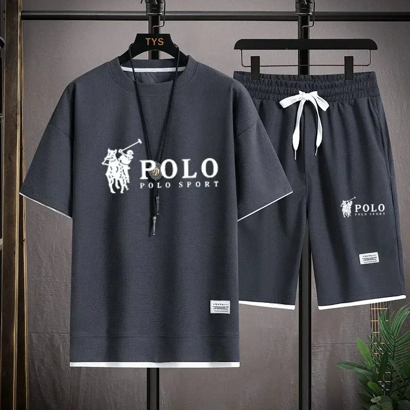 Men Sleeved T-Shirt+Sports Shorts