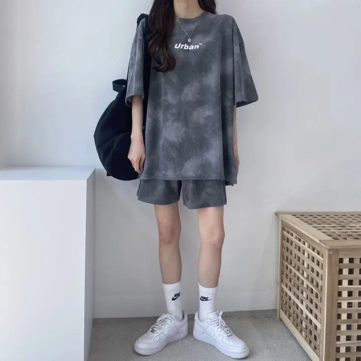 Women T-Shirt Shorts Suit Set Casual