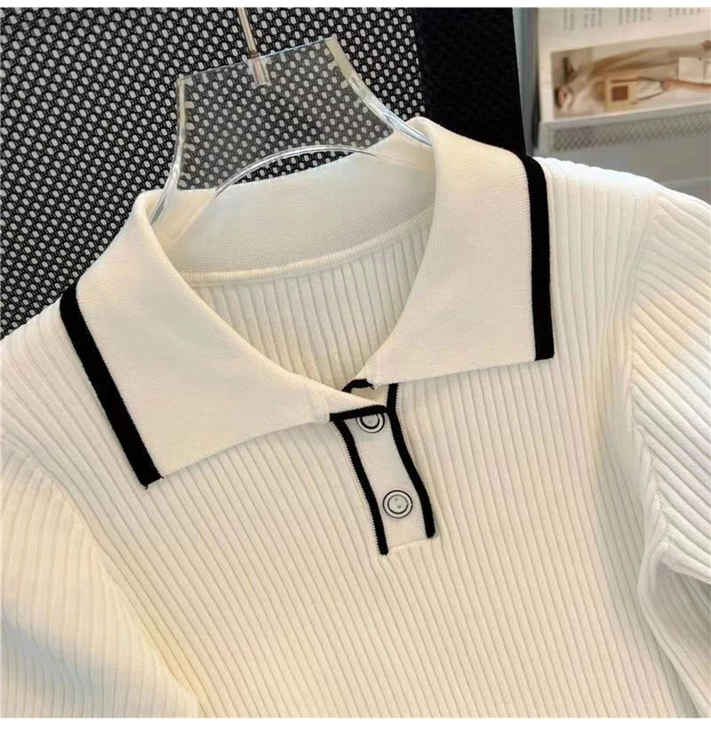 Ice silk knitted short sleeved T-shirt for women's summer