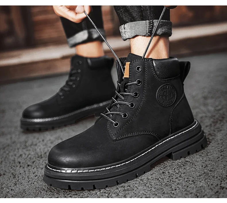 Boots High Top Boots Women Leather Shoes