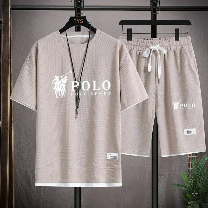 Men Sleeved T-Shirt+Sports Shorts