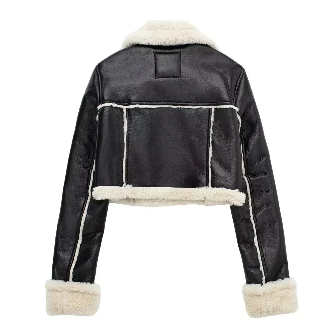 Women's Cropped Leather Jacket
