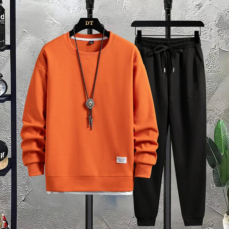 Men's Waffle Suit Sets Casual