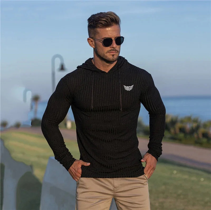 Knitted Hooded T-shirt Men