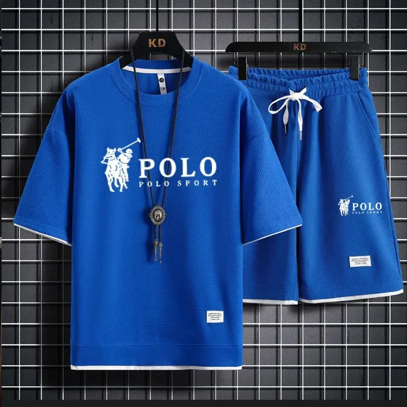 Men Sleeved T-Shirt+Sports Shorts