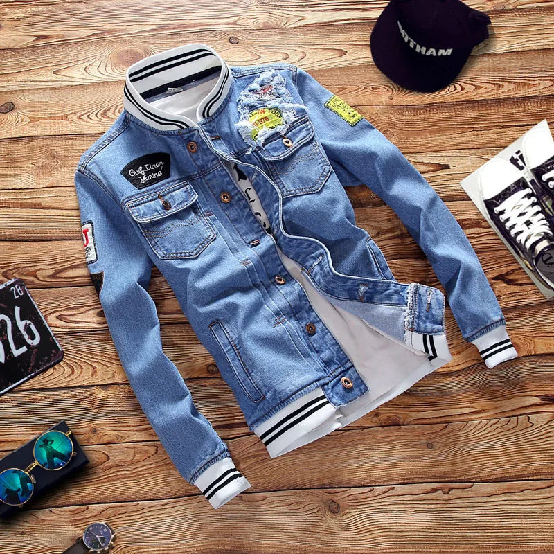 Denim Jacket Men Sportswear