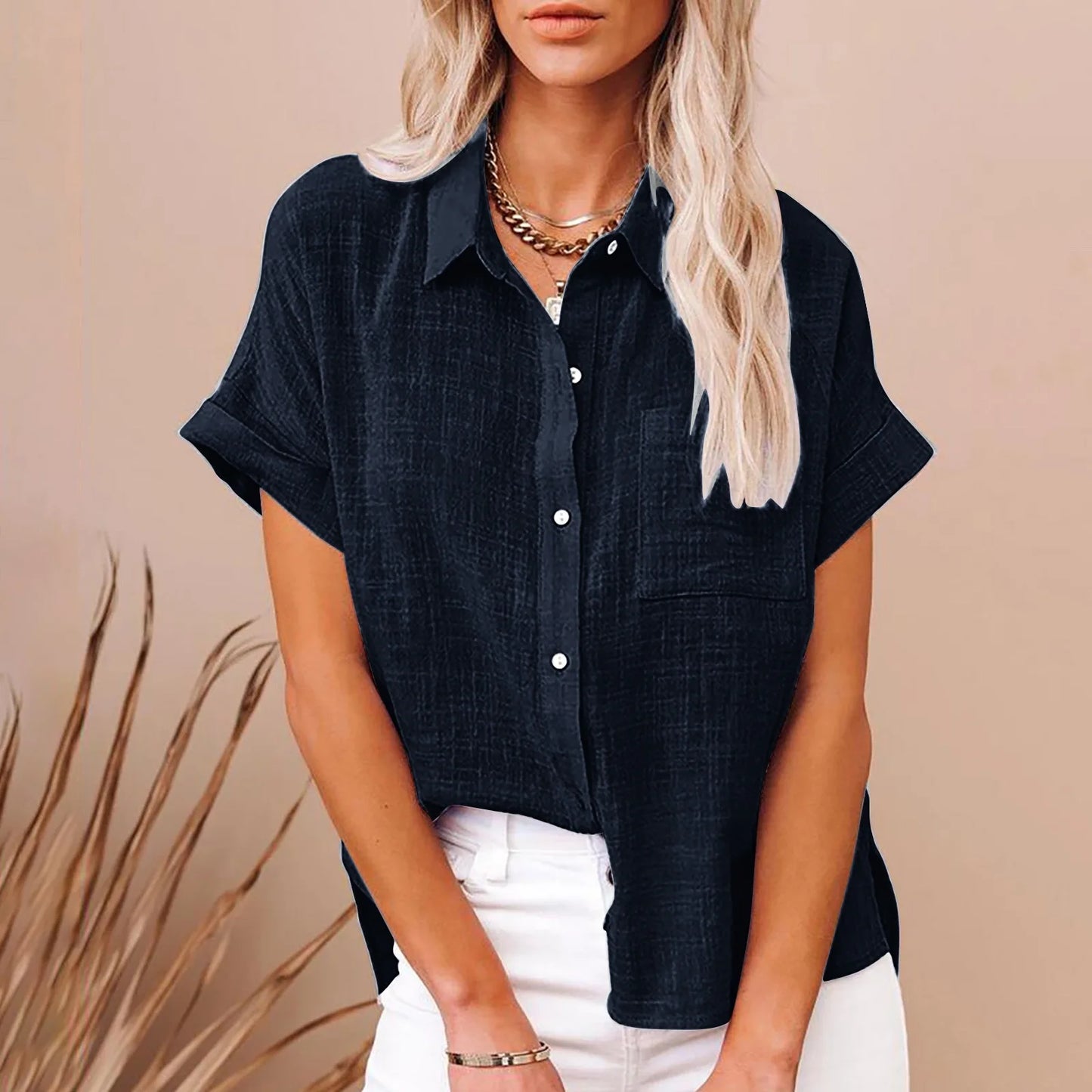 Summer Women Shirts Tops Cotton