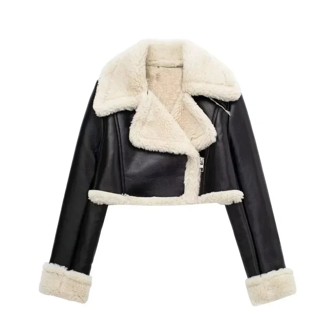 Women's Cropped Leather Jacket