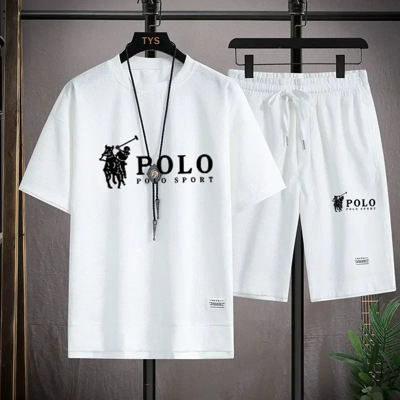 Men Sleeved T-Shirt+Sports Shorts