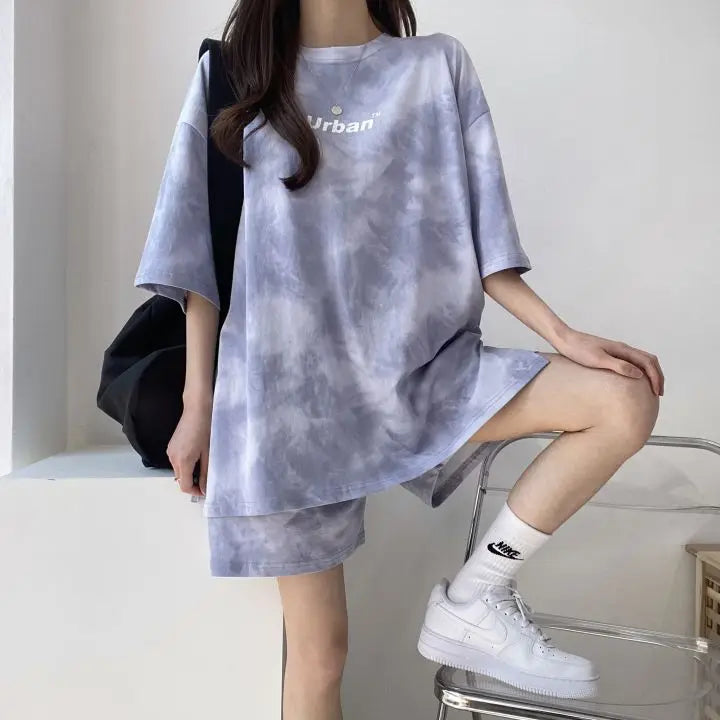 Women T-Shirt Shorts Suit Set Casual