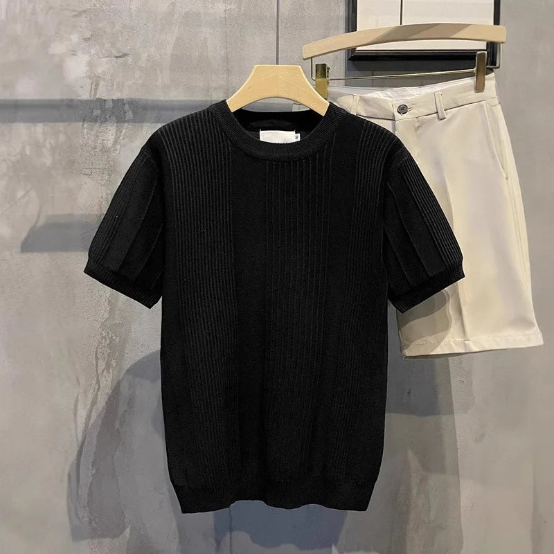 Men's Knit T-shirt Half Sleeve Heavyweight