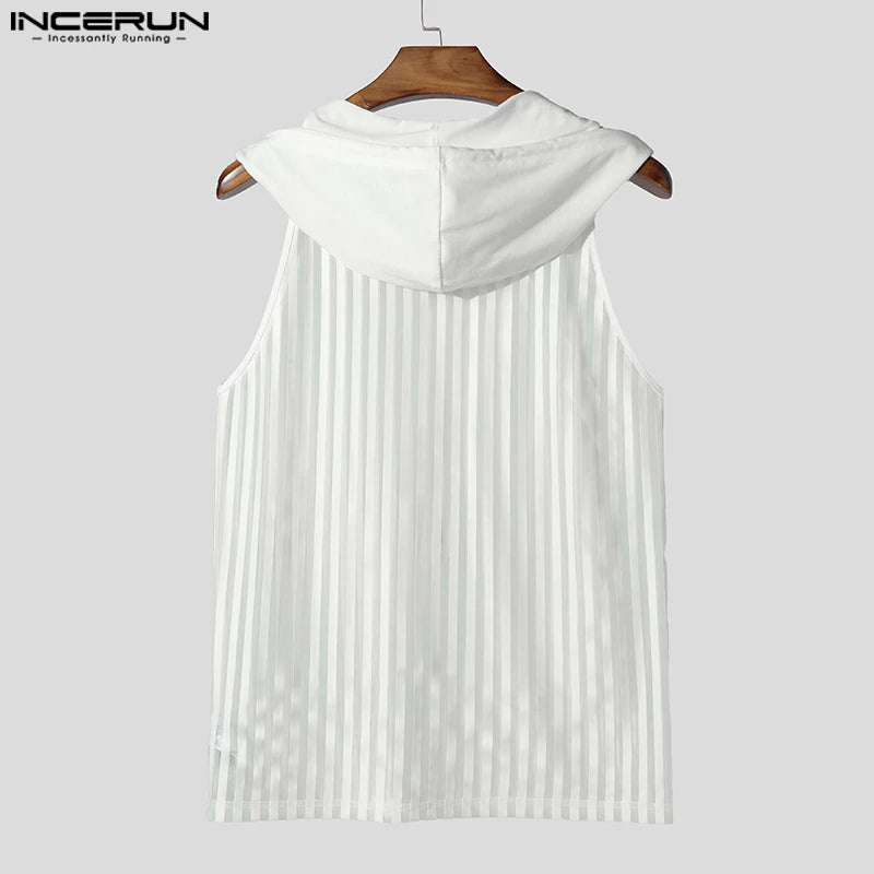 Men Tank Tops Striped Mesh