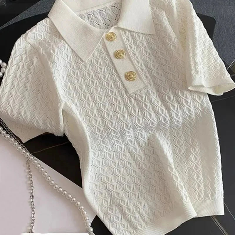 Ice Silk Polo Shirt Knitted Short