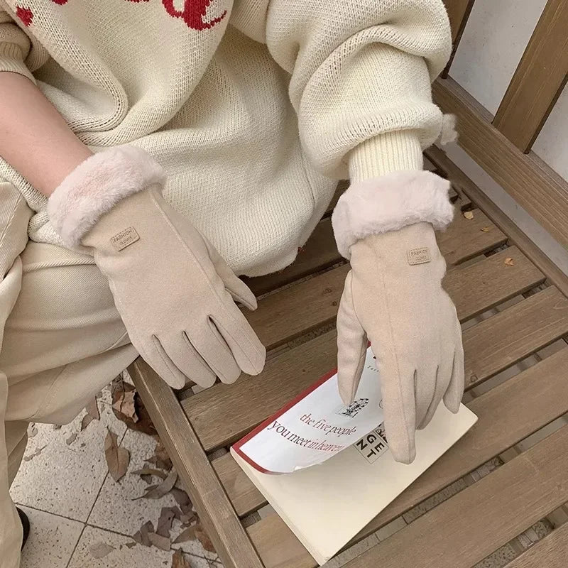 Women Winter Thick Plush Gloves Fashion
