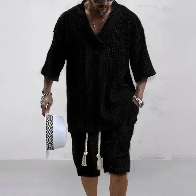 Men Shorts Set Summer Casual Knitted
