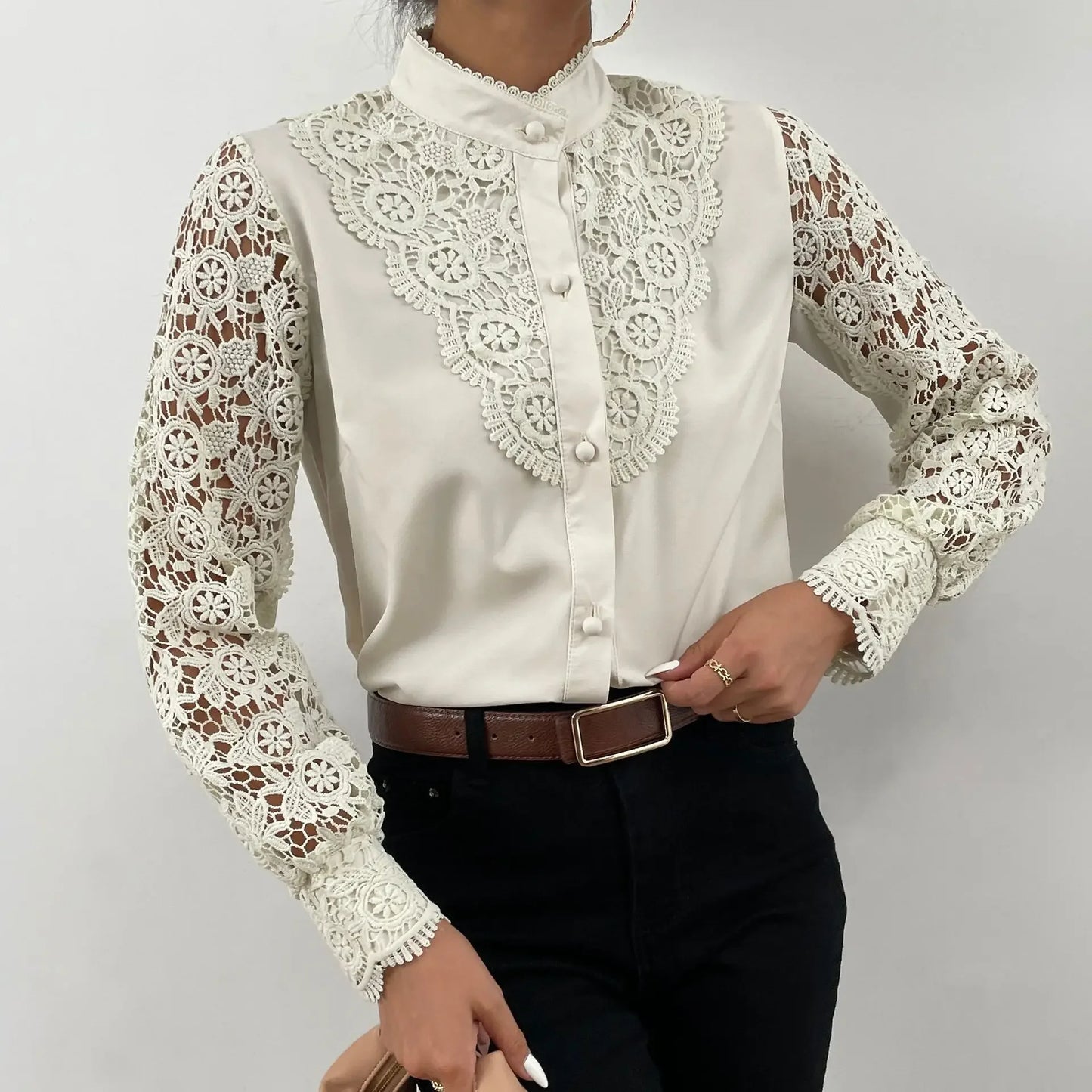 Women's Blouses White Office Spring Casual