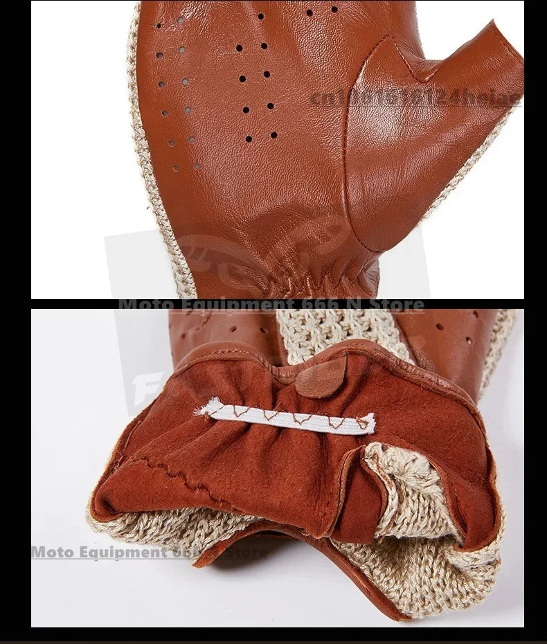 Men's Half-Finger Genuine Leather Moto