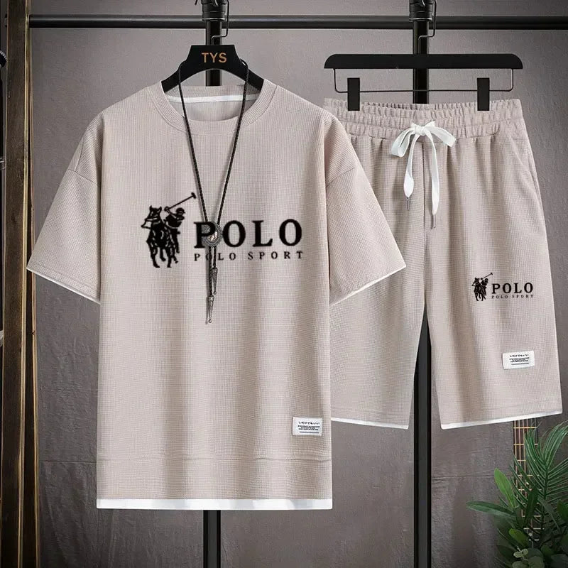 Men Sleeved T-Shirt+Sports Shorts