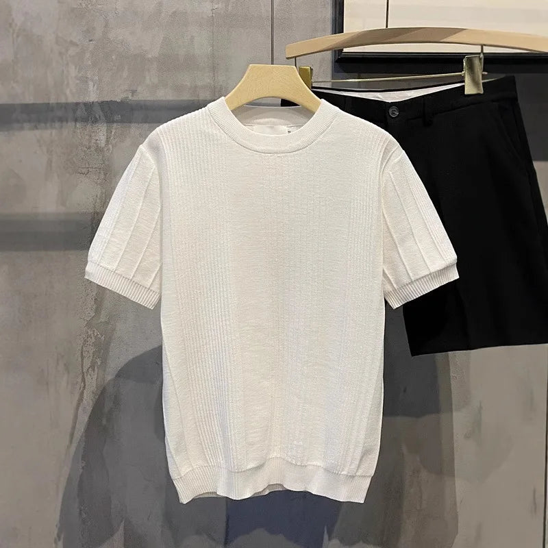 Men's Knit T-shirt Half Sleeve Heavyweight