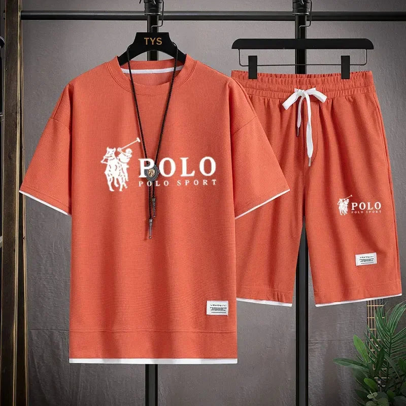 Men Sleeved T-Shirt+Sports Shorts