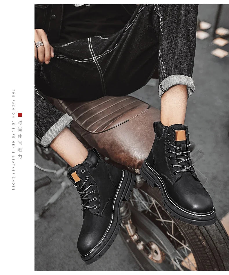 Boots High Top Boots Women Leather Shoes