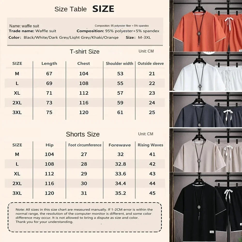 Men Sleeved T-Shirt+Sports Shorts