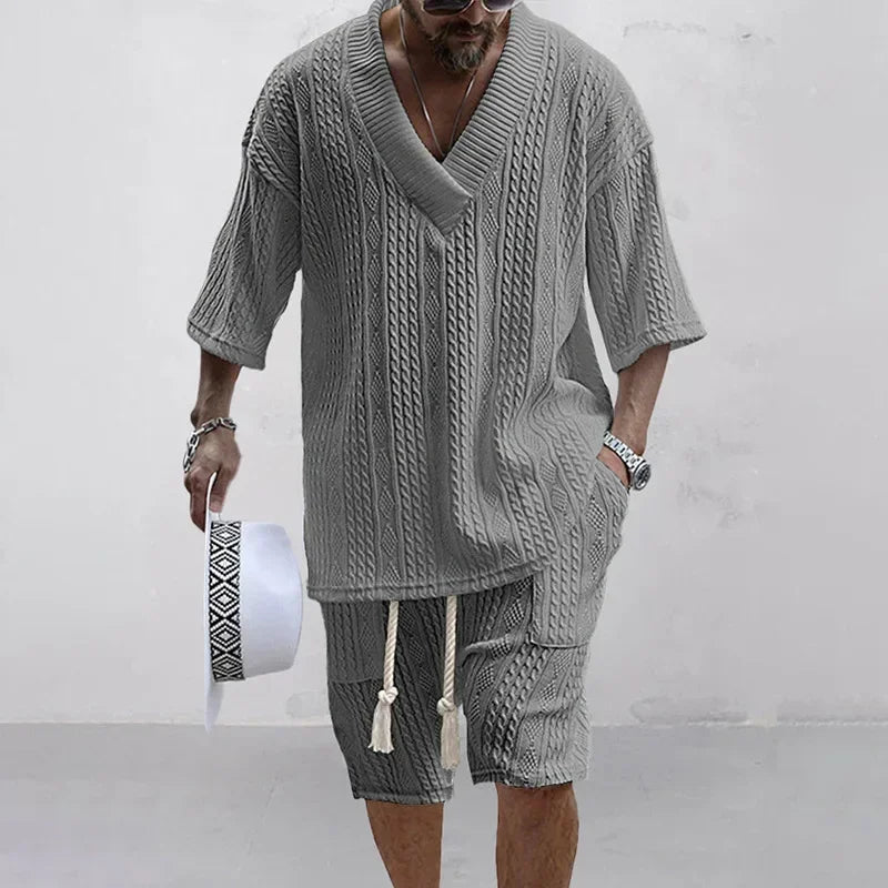 Men Shorts Set Summer Casual Knitted