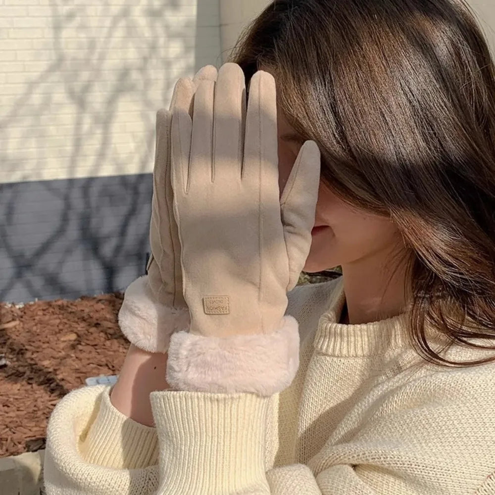 Women Winter Thick Plush Gloves Fashion