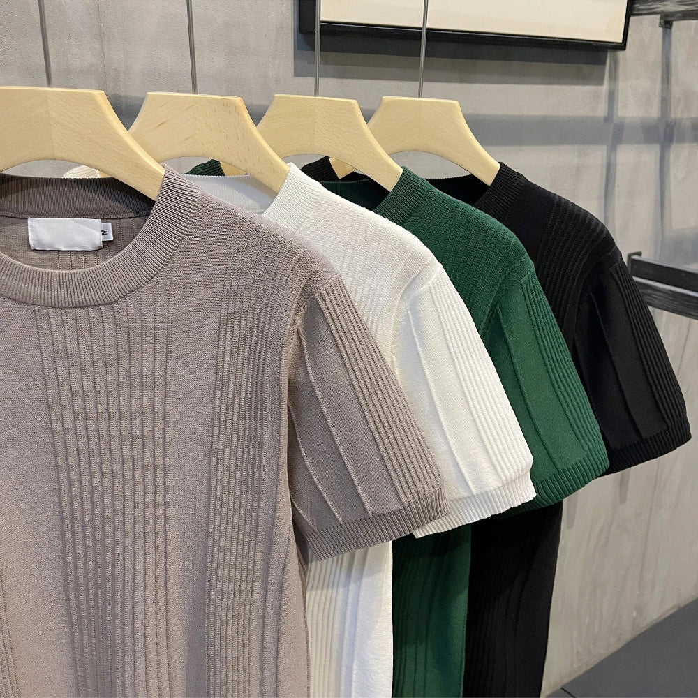 Men's Knit T-shirt Half Sleeve Heavyweight