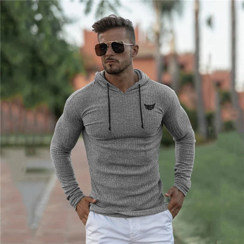 Knitted Hooded T-shirt Men