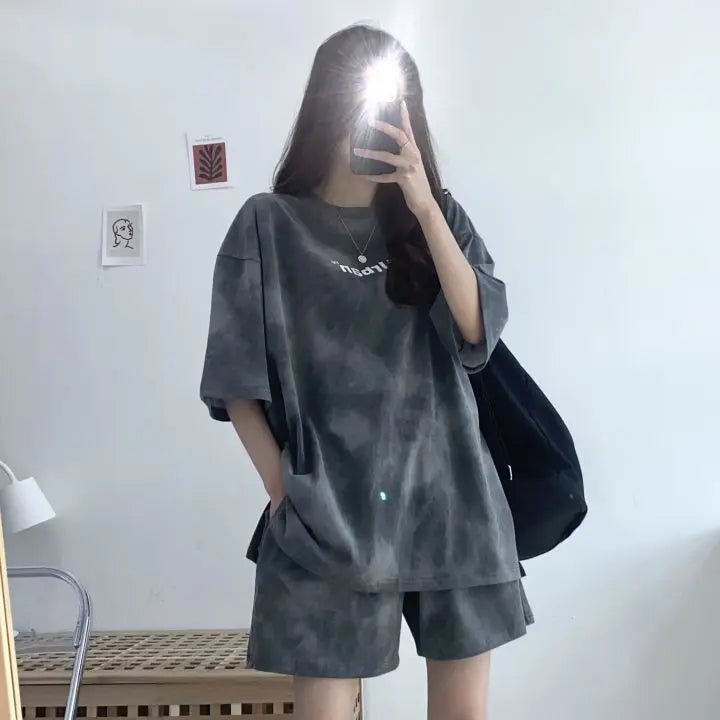 Women T-Shirt Shorts Suit Set Casual