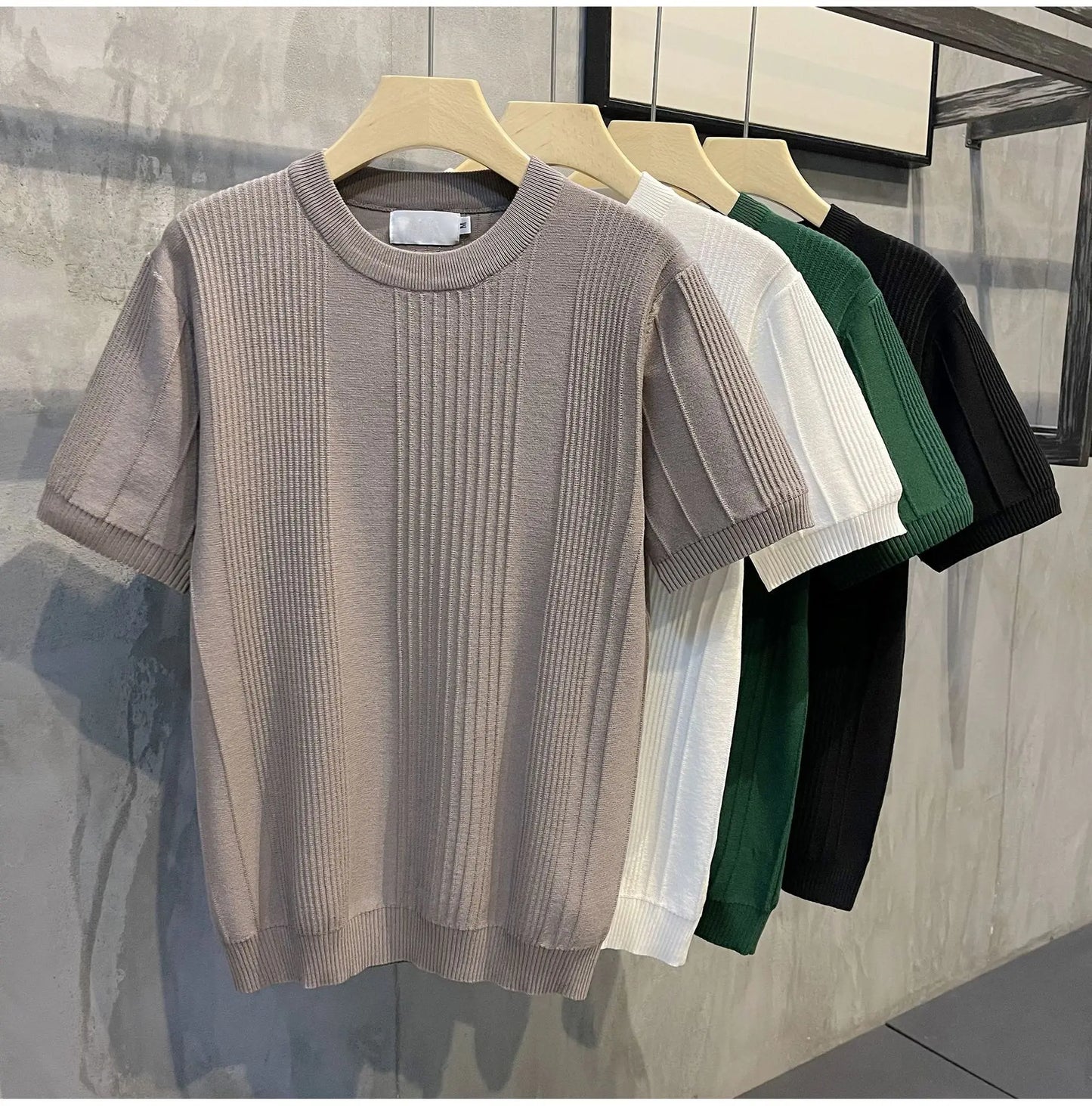 Men's Knit T-shirt Half Sleeve Heavyweight