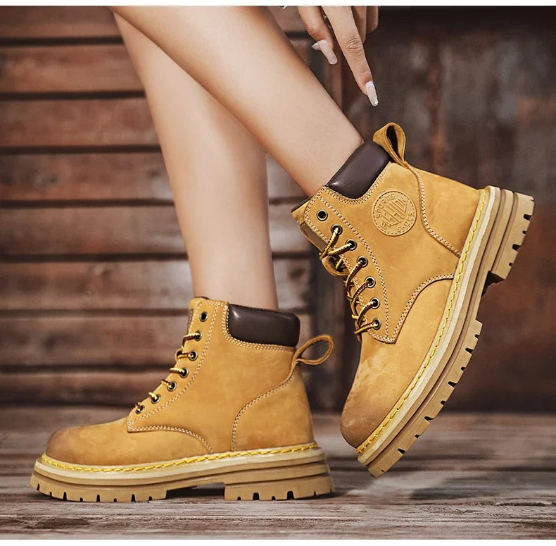 Boots High Top Boots Women Leather Shoes