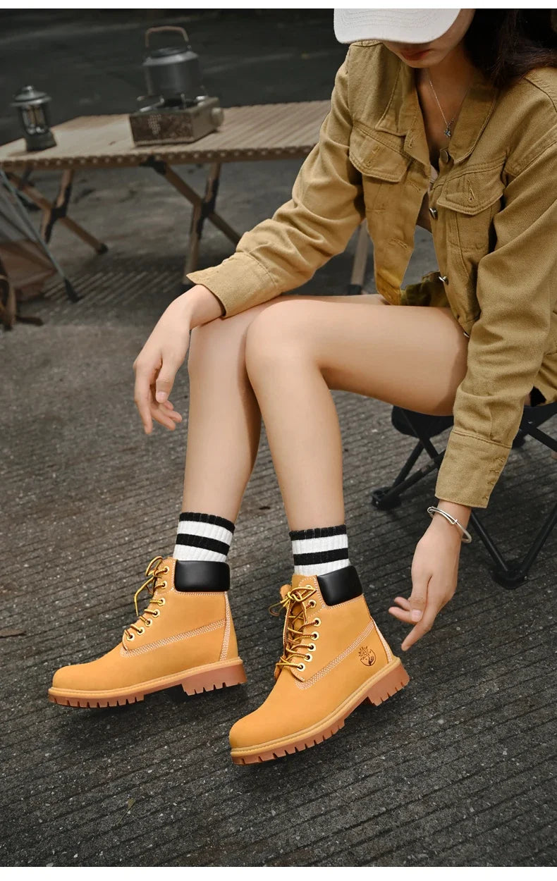 Boots High Top Boots Women Leather Shoes