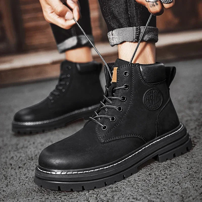 Boots High Top Boots Women Leather Shoes
