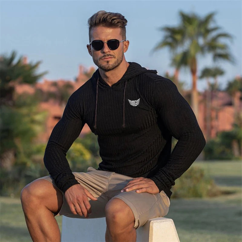 Knitted Hooded T-shirt Men