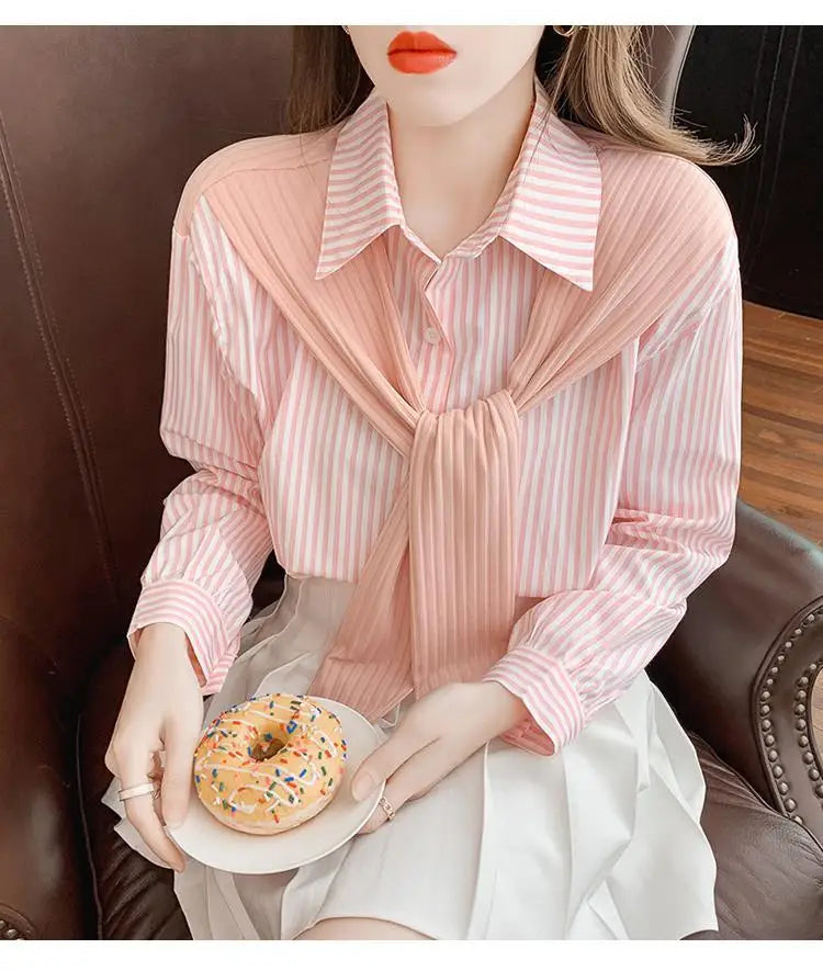 Shawl Striped Shirt for Women