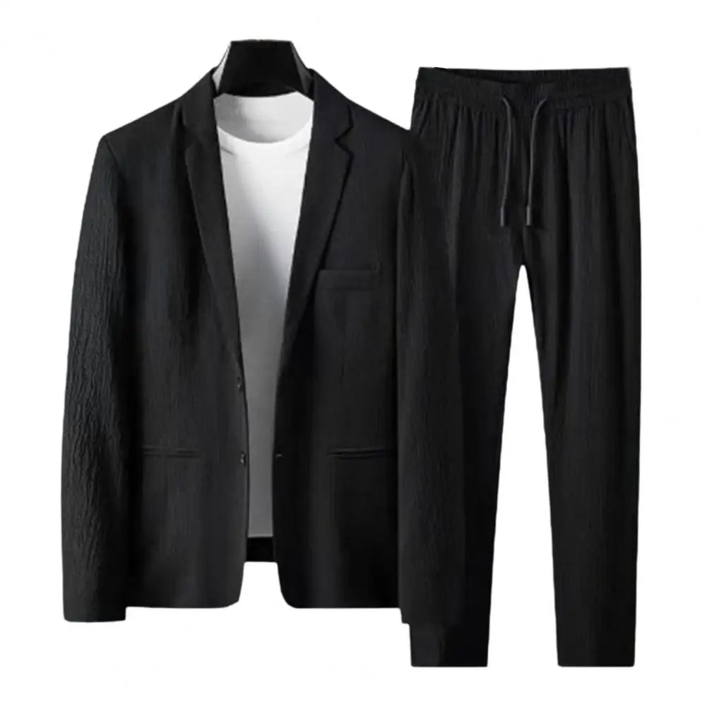 Men Two Piece Suit Striped Pleated