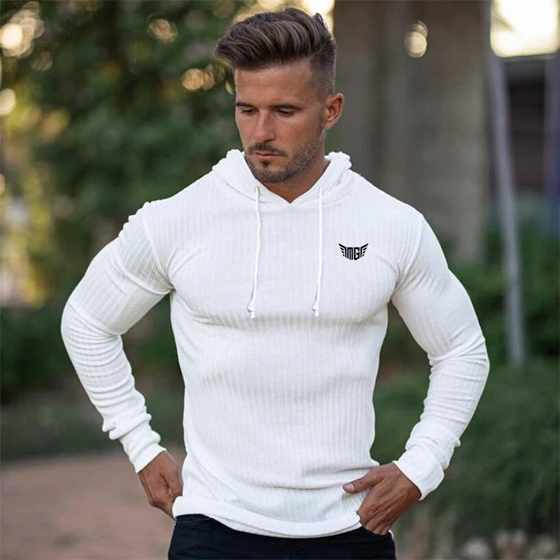 Knitted Hooded T-shirt Men