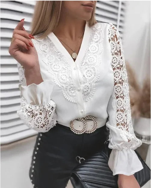 Women's Blouses White Office Spring Casual