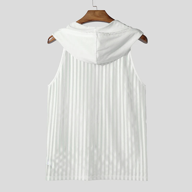 Men Tank Tops Striped Mesh