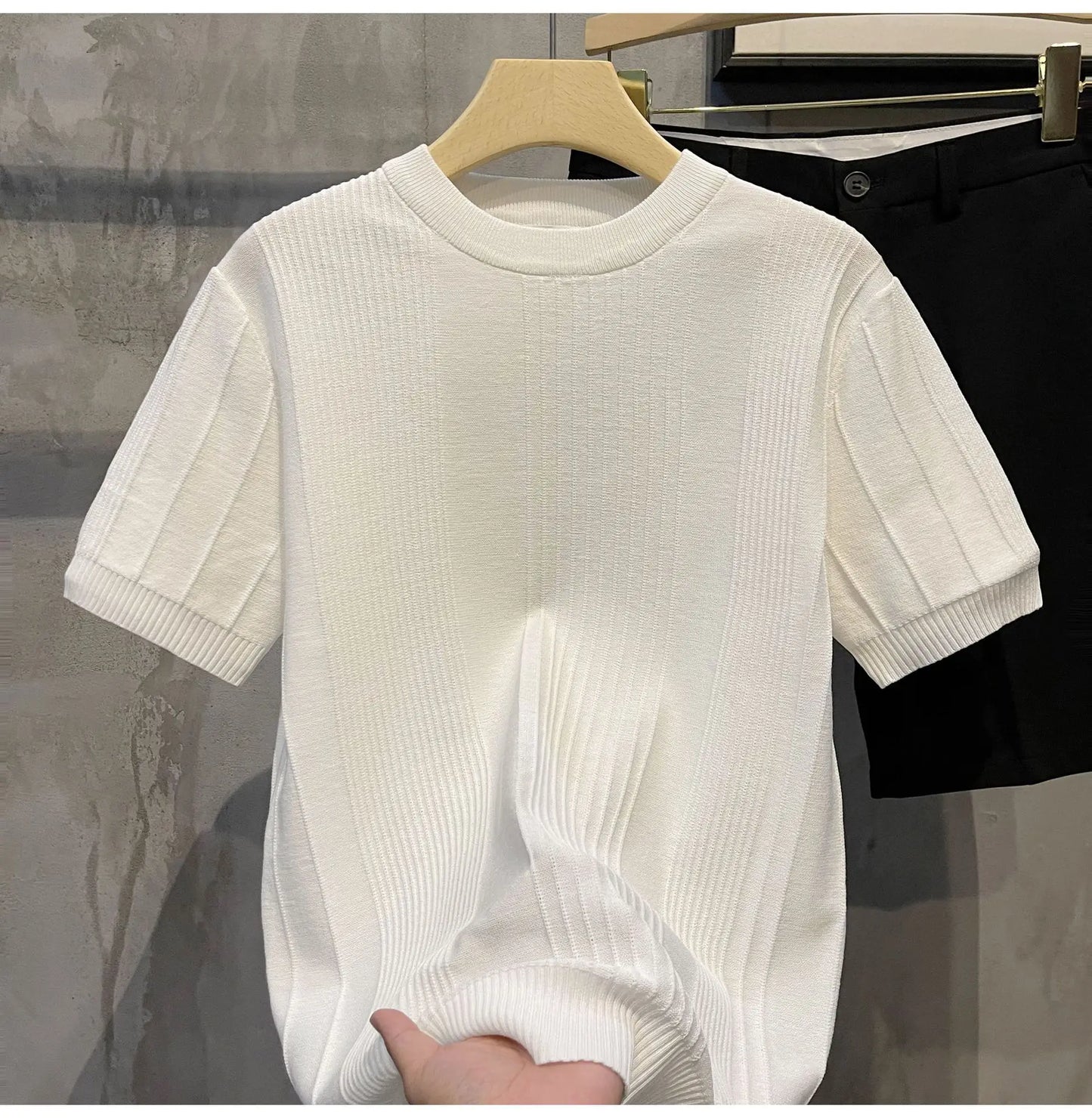 Men's Knit T-shirt Half Sleeve Heavyweight