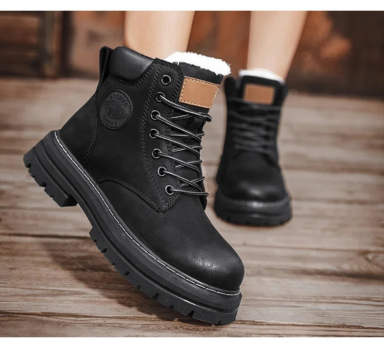 Boots High Top Boots Women Leather Shoes