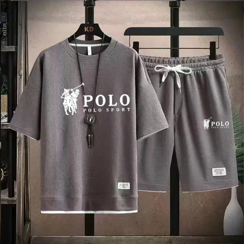 Men Sleeved T-Shirt+Sports Shorts